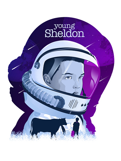 Young Sheldon: Astrodream art of negative space astronaut illustration negative space sheldon sheldon cooper vector art vector artwork vector illustration young sheldon