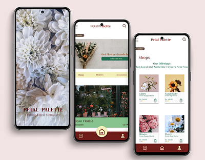Petal Palette - flower ordering app UI branding design fflower ordering app ui figma illustration typography ui visuaflower ordering app ui