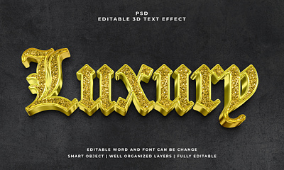 Luxury 3D Editable PSD Text Effect abstract font