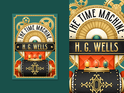The Time Machine book cover design grain texture grit h. g. wells illustration texture the time machine vector