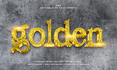 Golden 3D Editable PSD Text Effect abstract font