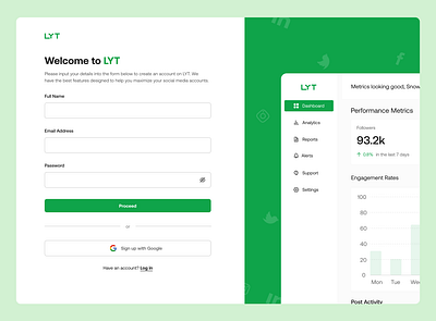 LYT Sign Up Page analytics design figma onboarding sign up social media design ui uiux