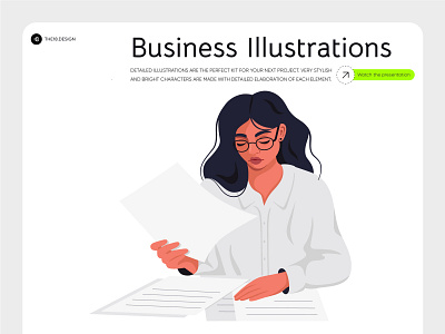 Business women branding business busy character design documentation flat girl glasses illustration office people startup vector women