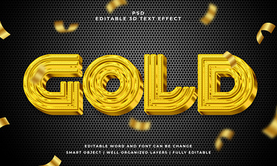 Gold 3D Editable PSD Text Effect abstract font