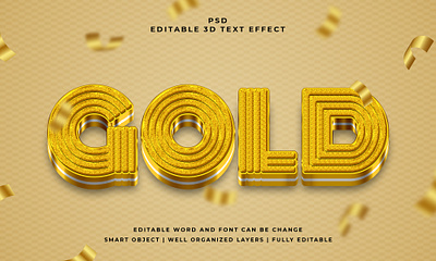 Gold 3D Editable PSD Text Effect abstract font