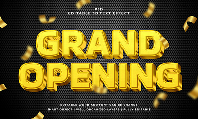 Grand Opening 3D Editable PSD Text Effect abstract font