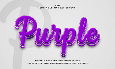 Purple 3D Editable PSD Text Effect abstract font