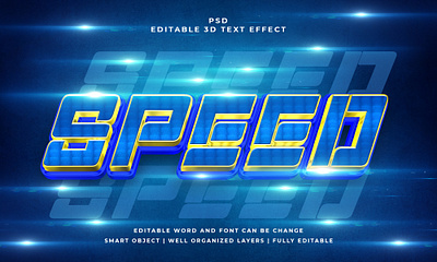Speed 3D Editable PSD Text Effect abstract font