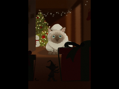 𝑴𝒆𝒓𝒓𝒚 𝑪𝒉𝒓𝒊𝒔𝒕𝒎𝒂𝒔 art cat character christmas design drawing elf festival gift holiday illustration merry snowman tree yununuan