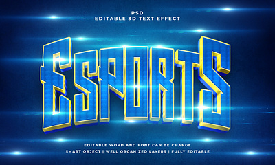 Esports 3D Editable PSD Text Effect abstract font