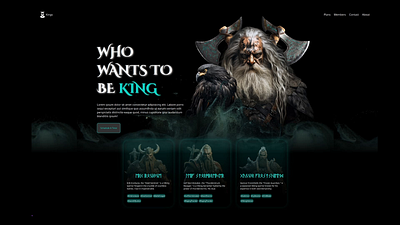 VIKINGS animated cards hero section vikings web design website website design