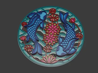 multilayer laser cut or cnc designs cnc couple fish decor design fish illustration lasercut lasercutdesign lasercutting laserdesign lotus mulitilayerdesign mulitlayered mulitlayerfish mulitlayerlasercut multilayer multilayerlotus vector wall wall decoration