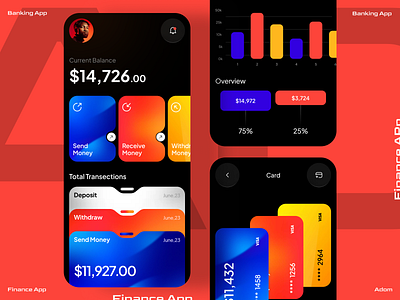 Mobile Banking App adom app app design app ui bank bank app bank card banking app card card design design finance app mobile banking ui ux wallet app