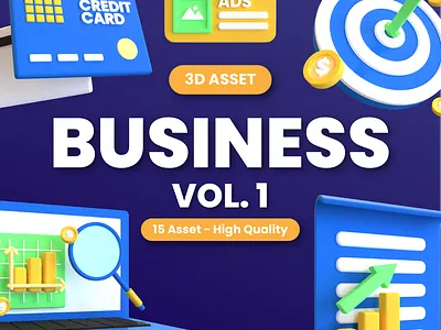 3D Business Illustration Vol. 1 3d business 3d finance 3d icon 3d illustration 3d laptop 3d money ads advertising business cartoon illustration low poly marketing