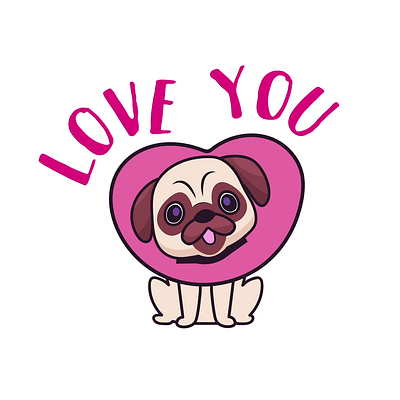 Pug stickers 2d animation charm cuteness design flat fun happy illustration joy motion pug puglove pugmania relax simple stickers