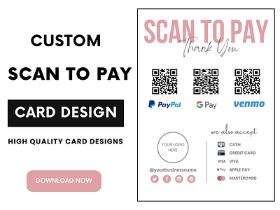 Custom Scan-to-Pay Card Design Canva Template aesthetic branding canva canva templates card design graphic design modern new payment payment card payment design scan cards scan to pay scanner scanner card sign design templates thankyou card ui