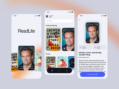 ReadLite Minimalist Book App audiobook book design illustration minimalist minimalistic ui