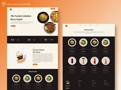 Mie Yamin Sahabat Web Design cream dark delicious dribble figma food web design mie mie yamin noodle orange storyset uiux web design web ui