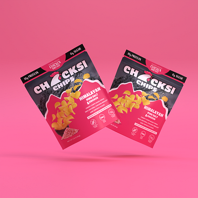 Chicksi Chips Brand Packaging Design chicken chicken flavoured chips design designing food food packaging himalayan salt packaging pink salt pouch pouch design snack