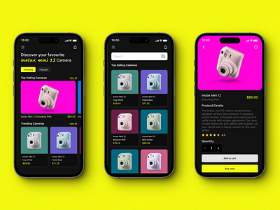 Instax mini 12 Camera App UI Design camera dark mode figma graphic design instax mini light mode mobile app design ui uiux uiux design user experience user interface