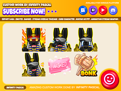 ✒️Chibi Ancient Egypt Anubis Emotes✒️ ancient god animation anubis custom design custom emotes twitch design discord emotes egypt facebook emotes graphic design illustration logo loyalty badges original character twitch emotes twitchemotes youtube emotes