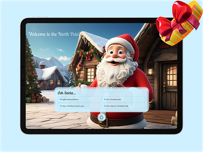 Santa AI for kids 3d ai animation christmas design figma illustration interaction design ipad design northpole santa ui