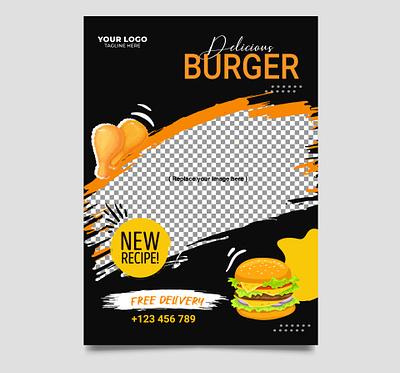 Burger Flyer Template 3d adobe adobe design animation app branding burger design facebook flyer google graphic design illustrate illustration logo motion graphics template ui vector youtube