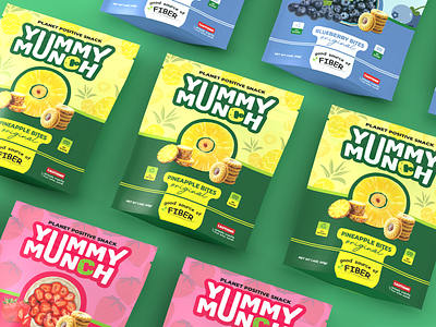 Yummy Munch Cookies Packaging blueberry cookies dry fruit food packaging fruits label design munch orange packaging design pineapple pouch design sachet design strawberry
