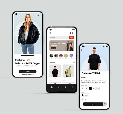 FashLux | Fashion Commerce Mobile App brand clean clothes fashion market mobile model shop style