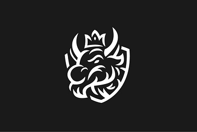 Elder Bull King Logo animal branding bufallo bull crown design elder face guard head illustration king logo old sale secure security shield side silhouette