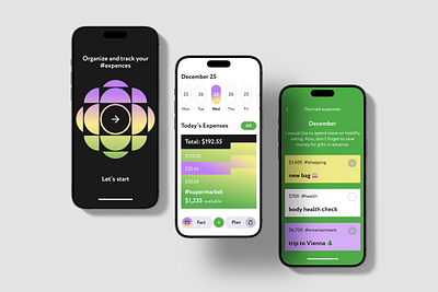 Mobile application concept for tracking expenses branding logo ui