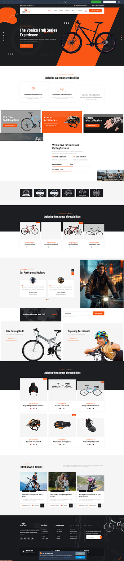 Cycling & Shop Responsive HTML Template accessories bicycle bike bike shop club cycle cycling driver driving ecommerce pedalways
