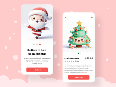 Merry Christmas Online Store App app cards christmas clean creative ecommerce app gift box gifts holidays merry christmas mobile app new year secret santa shopping ui uidesign uiux ux winter xmas