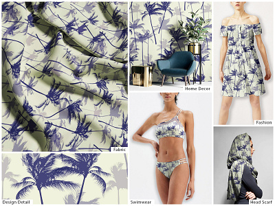 Tropical Palm Trees Seamless Pattern design fashion graphic design illustration pattern print design surface design textile design textile print vivolen
