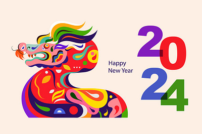 Happy Chinese New Year 2024 chinese dragon2024 chinese new year illustration typography web webdesign website