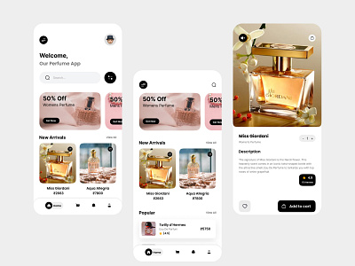 Perfume Shop App app appdesing branding graphic design onlineshopping ui uikit uiux ux