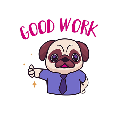 Pug stickers 2d animation charm cuteness design flat fun happy illustration joy motion pug puglove pugmania stickers work