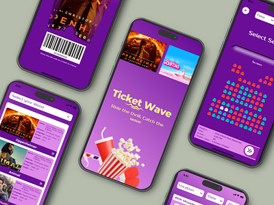 Movie Ticket Booking App UI Design Mockup "Ticket Wave" appui design movieticketbooking movieticketbookingui ui userinterface ux