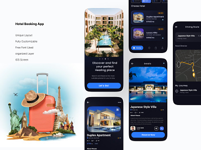 Hotel Booking App 3d appdesign appui branding graphic design hotel app mobileapp travel app ui uidesign uikit ux uxdesign