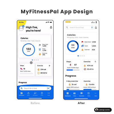 MyFitnessPal App Design 3d animation branding graphic design logo motion graphics ui