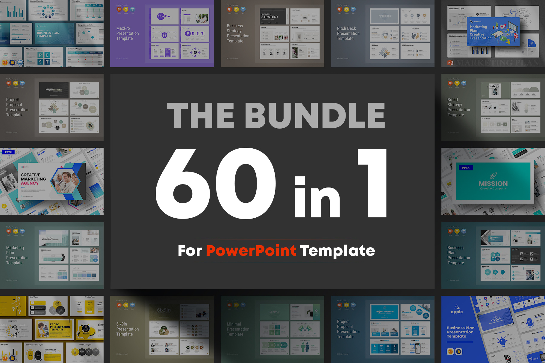 Best! 60-in-1 Big Bundle PowerPoint Template ppt