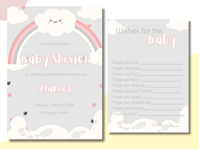 Whimsical Clouds Baby Shower Package baby shower baby shower games canva design english graphic design template