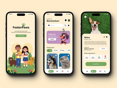 🐾 Introducing Fosterpaws: Where Love Finds a Home 🐾 design dog adoption app pet adoption app pets ui user experience user interface
