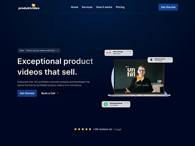 Product Video Website Design colorful design figma langing page produkt saas video webflow website