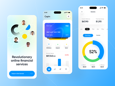 Banking App app design bank banking cards credit finanacial app finance fintech mobile money spendings transaction wallet