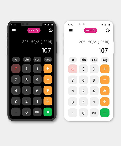 Calculator App design Light & Dark theme calculator mobile app
