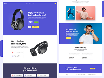 Headphones Landing Page Design app app design branding design graphic design illustration logo ui ux vector