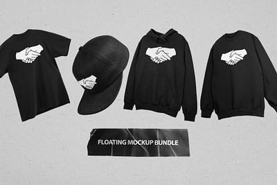Floating Mockup Bundle apparel artwork branding design graphic design hoodie mockup mockup bundle t shirt template