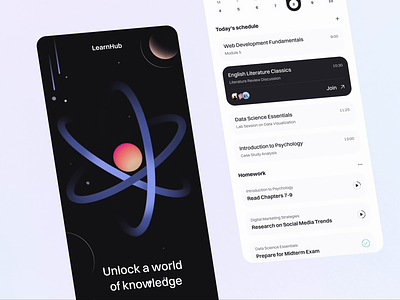 📖 Educational Dashboard - Concept 3d animation app appdesign design edtech education illustration inspiration interface learning lessons mobile molecule online planning spline spline3d ui ux