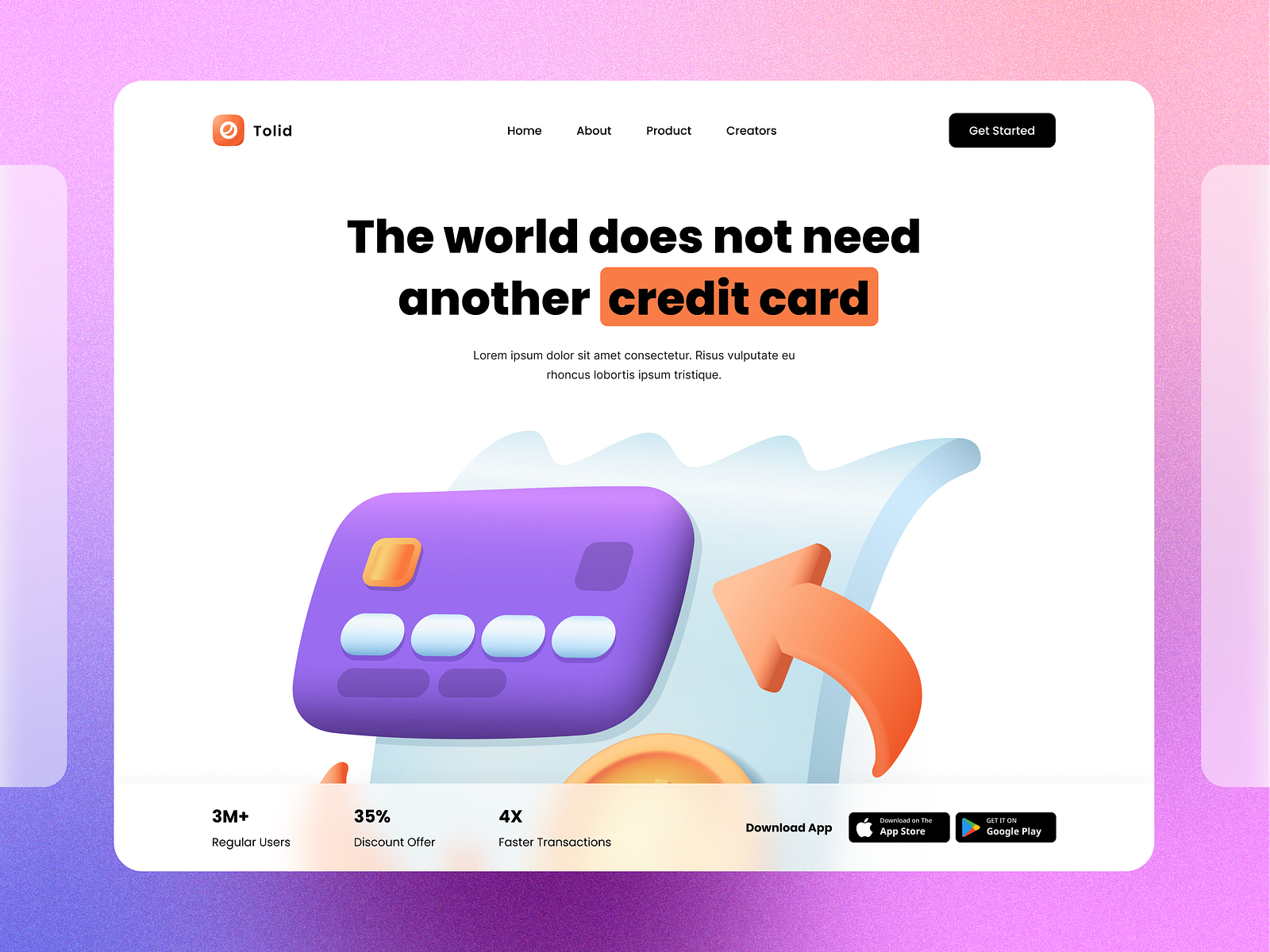 Virtual Card Webapp Header UI/UX by PixelArc on Dribbble